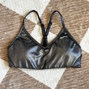 Nike Metallic Black Sports Bra - Shimmery Gunmetal